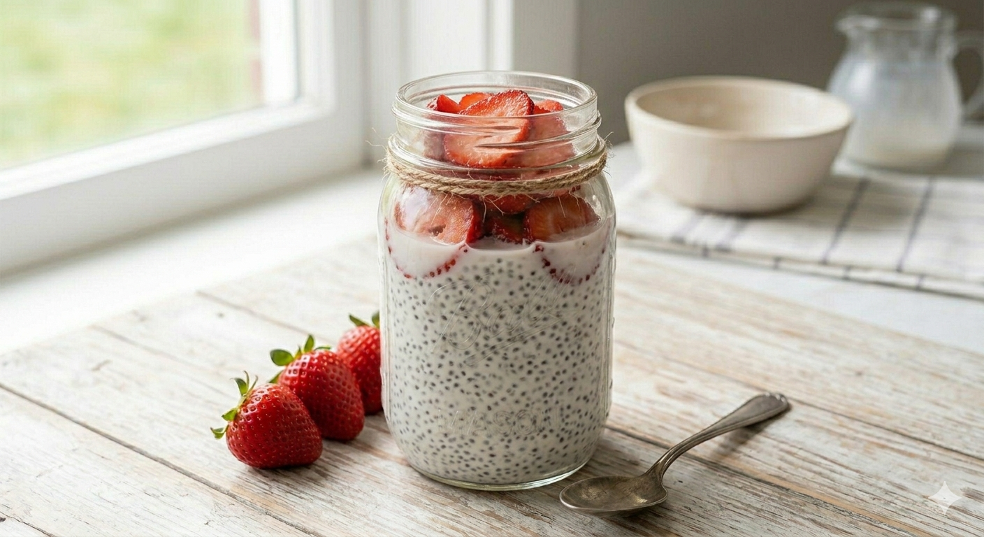 The Cozy Cup: Vanilla & Strawberry Chia Pudding